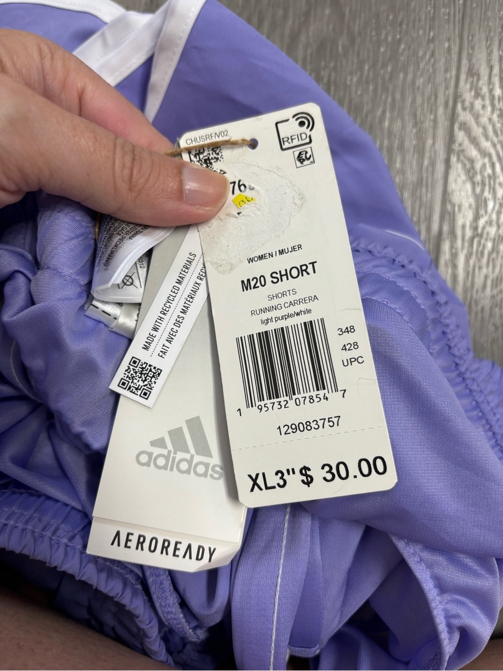 adidas Lavender Athletic Shorts with White Trim - Picture 4 of 4